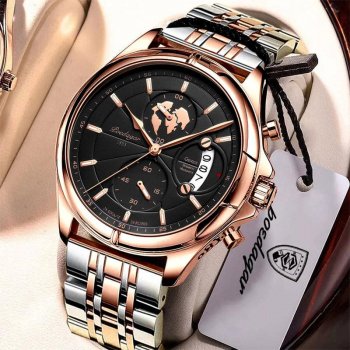 Men's Luxury Waterproof Chronograph Quartz Watch - Stainless Steel, Date Function
