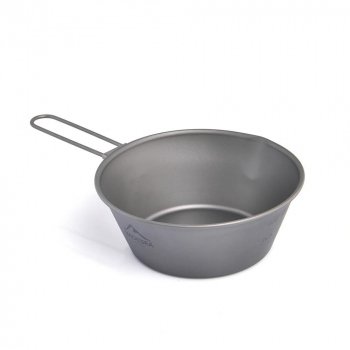 Camping Titanium Bowl with Foldable Handle – Lightweight Outdoor Cookware