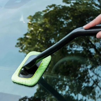 Car Windshield Cleaning Brush Kit with Long Handle & Window Wiper for Glass Defogging
