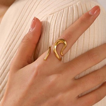 Gold Stainless Steel Open Rings
