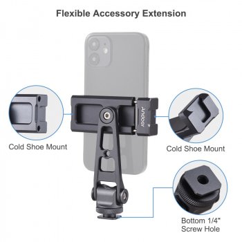 Alternative view of 360° Rotatable Phone Tripod Mount with Dual Cold Shoe Mounts for Vlogging