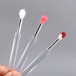 3PCS Portable Silicone Lip & Eye Makeup Brush Set with Cover