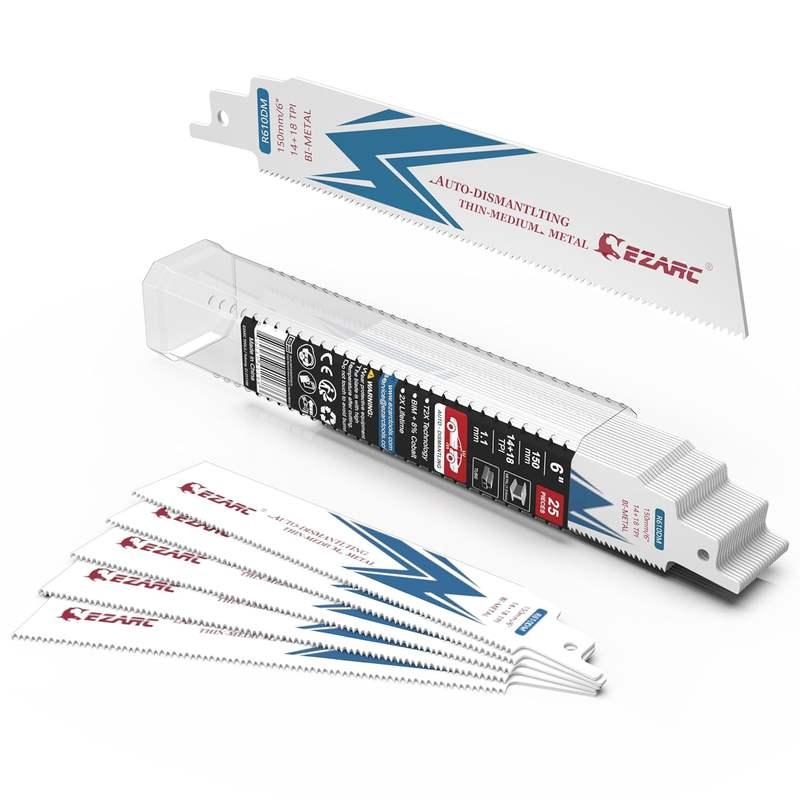 25-Piece Bi-Metal Reciprocating Saw Blades for Steel Demolition