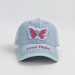 Butterfly Patchwork Denim Baseball Cap - Casual Adjustable Hat