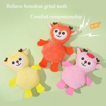 Alternative view of Cute Simulation Animal Plush Dog Toy - Soft Noise-Making Teeth Cleaning Toy