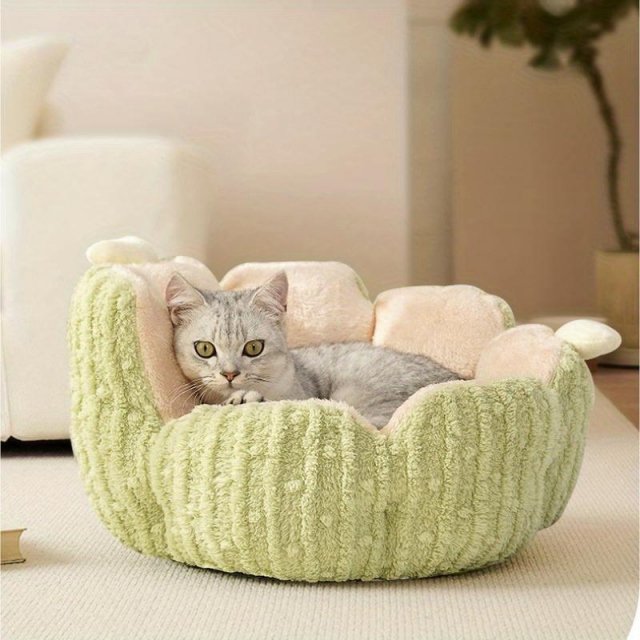 Fluffy Cat & Puppy Bed - Plush Winter Pet House & Cushion