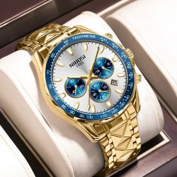 Luxury Waterproof Chronograph Watch for Men - Casual Date Display Stainless Steel