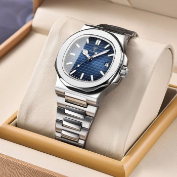 Luxury Military Men's Square Quartz Watch - Stainless Steel, Waterproof & Luminous