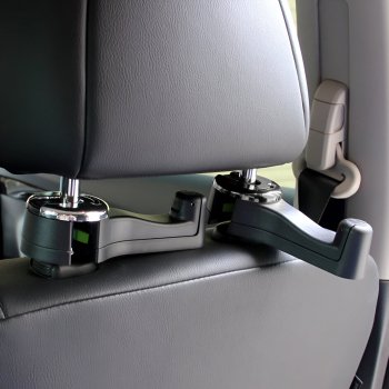 Universal Foldable Car Headrest Hook with Phone Holder for Bags and Clothes