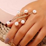 Vintage White Pearl Geometric Double Layer Ring