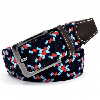 Alternative view of Men's Elastic PU Leather & Canvas Stretch Belt with Zinc Alloy Buckle