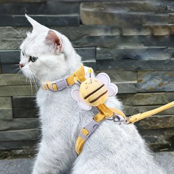 Alternative view of Stylish Cat Harness and Leash Set with Decorative Collar