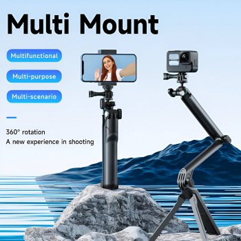 Alternative view of 4-in-1 Selfie Stick with Tripod, Adjustable Hand Grip & 360° Rotation for Cameras & Phones