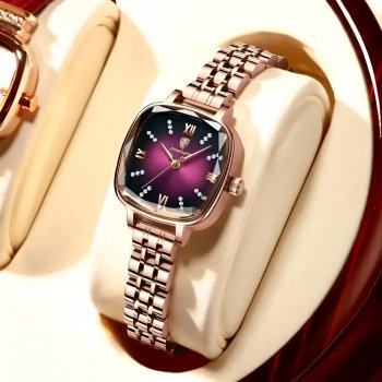 Luxury Square Stainless Steel Women’s Watch - Elegant Waterproof Quartz Timepiece