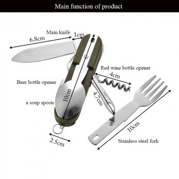 7-in-1 Foldable Stainless Steel Outdoor Tableware for Camping & Hiking