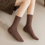 Classic Solid Color Cotton Loose Long Socks