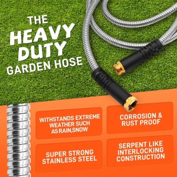 Alternative view of 100FT Stainless Steel Garden Hose with Adjustable Spray Nozzle
