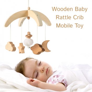 Alternative view of Wooden Baby Rattle Crib Mobile Toy with Rotating Music & Projection for Infants