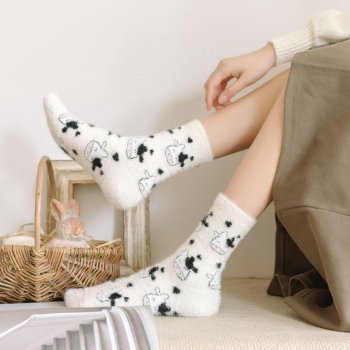 Cartoon Plush Cow Winter Socks