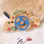 Wooden Montessori Steering Wheel Busy Board