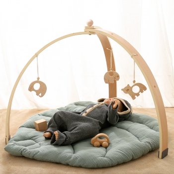 Alternative view of Wooden Baby Play Gym with Activity Pendants – Fitness Rack & Room Decoration