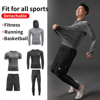 Men's 5-Piece Quick Dry Compression Sport Suit for Gym, Fitness & Running
