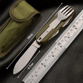 7-in-1 Foldable Stainless Steel Outdoor Tableware for Camping & Hiking