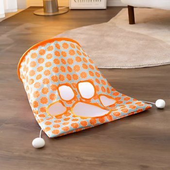 Interactive Cat Tunnel Toy with Teaser Stick & Rattling Paper