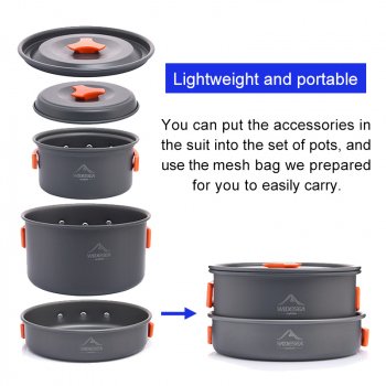 Camping Cookware and Tableware Set - Lightweight Outdoor Cooking Equipment