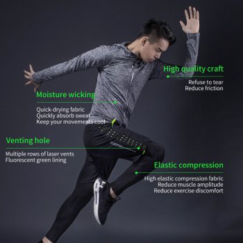 Men's 5-Piece Quick Dry Compression Sport Suit for Gym, Fitness & Running