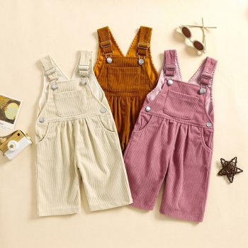 Alternative view of Baby Girl Summer Wide Leg Overalls - Square Neck Jumpsuit with Front Pocket