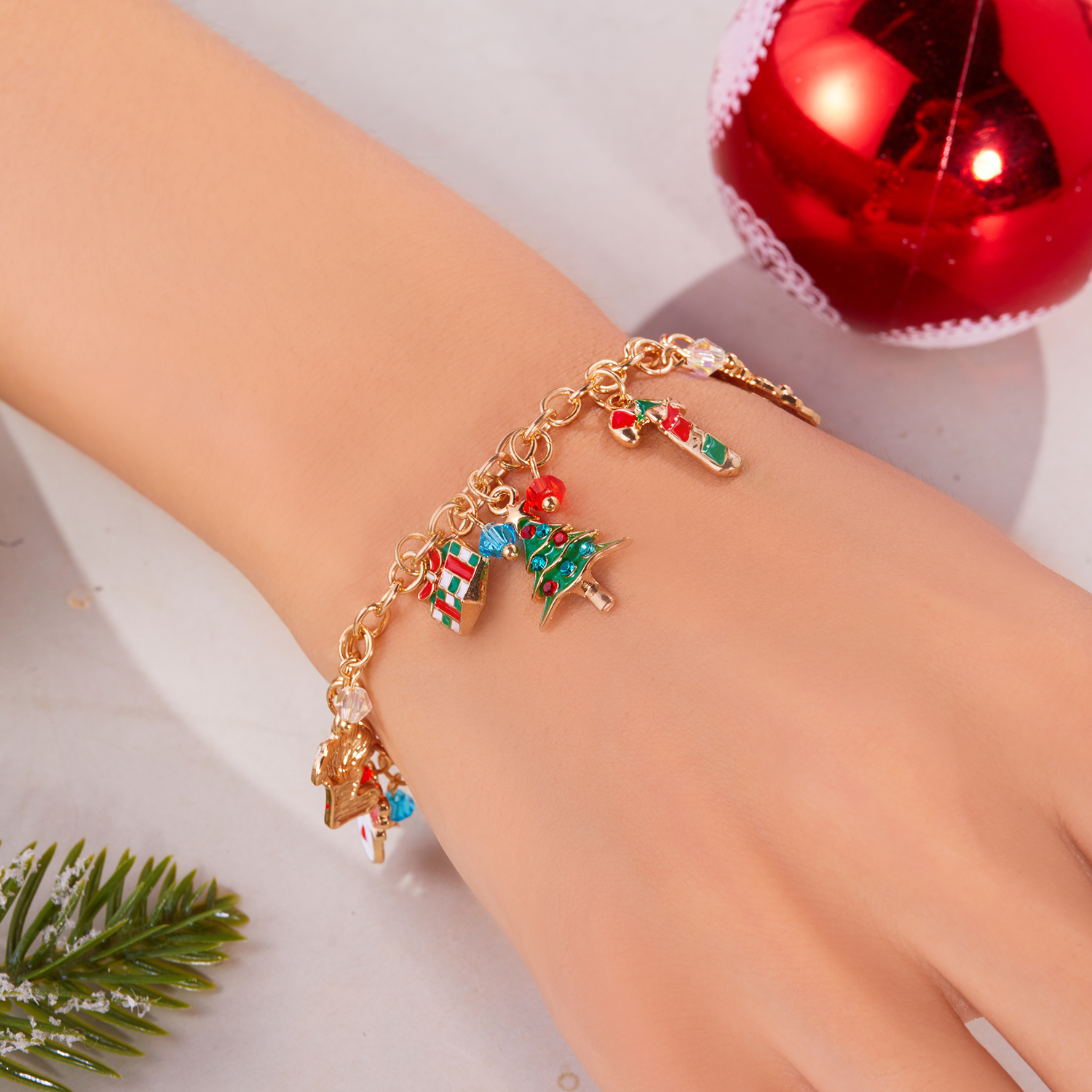 Christmas Charm Bracelet with Santa, Snowflakes, and Pearls for Women & Men - Image 5